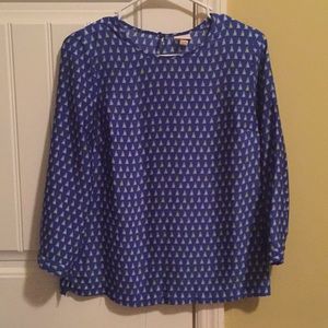 MERONA Sailboat Print Long Sleeve Blouse, XS
